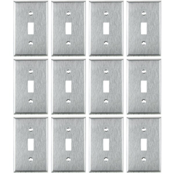 Sunlite 1-Gang Toggle Switch Plate Steel Standard 4.5-in X 2.8-in Matching Screws Included UL Listed, 12PK 40899-NS - main